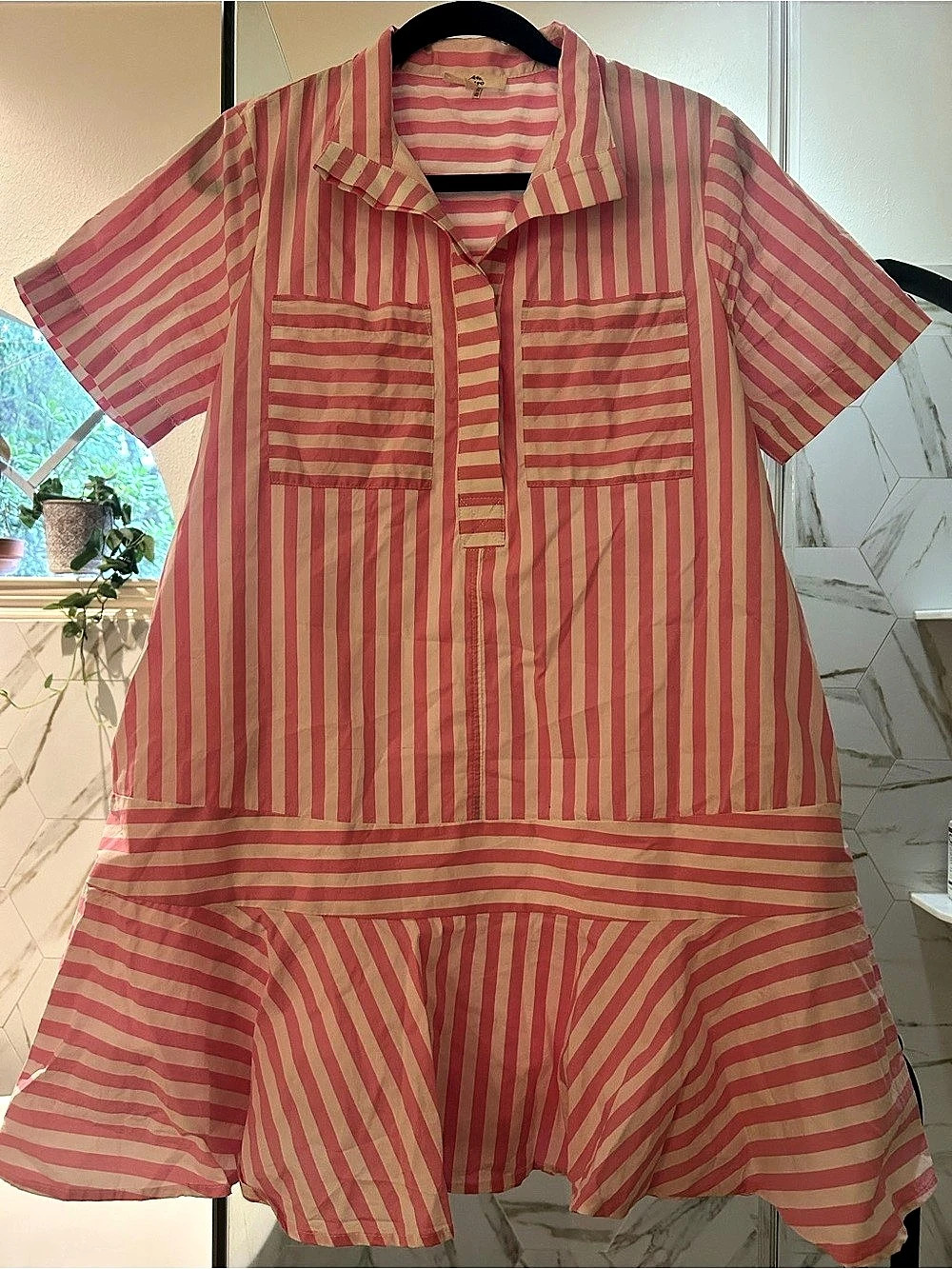 entro Striped Shirt Dress Striped Mini Dress